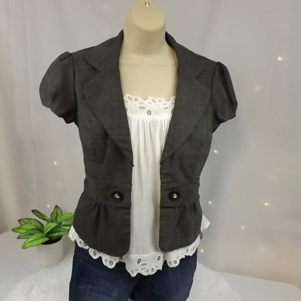 IZ Byer Black and White Tweed Fitted Blazer, Size M - Picture 2 of 13